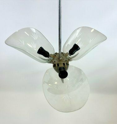 Art Deco Crystal Glass Pendant Lamp From Esc Zukov, 1940s photo furniture