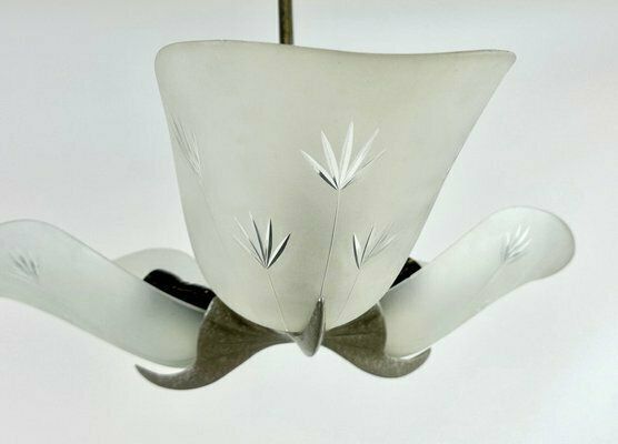 Art Deco Crystal Glass Pendant Lamp From Esc Zukov, 1940s photo vintage