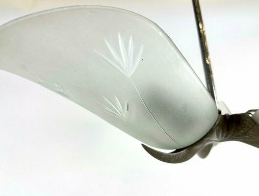 photo for sale Art Deco Crystal Glass Pendant Lamp From Esc Zukov, 1940s