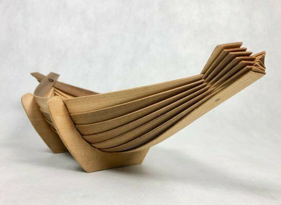 Mid Century Wooden Fruit Basket In Boat Shape, 1960s photo Home Decor