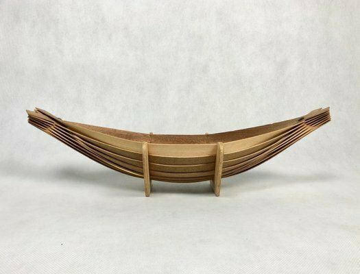 Mid Century Wooden Fruit Basket In Boat Shape, 1960s photo 189.0