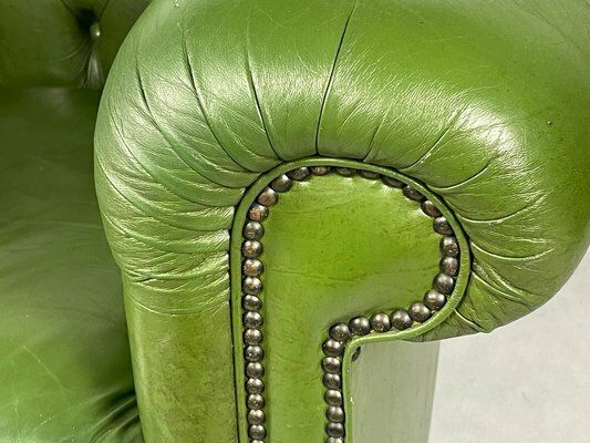 photo for sale French Chesterfield Armchair In Green, 1970s