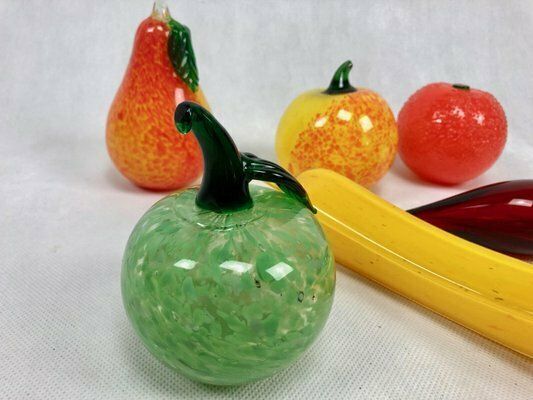 Mid Century Art Glass Fruits, 1970s, Set Of 6 photo for sale