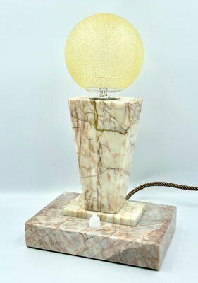 Art Deco Marble Table Lamp From Kámen Praha, 1930s photo for sale
