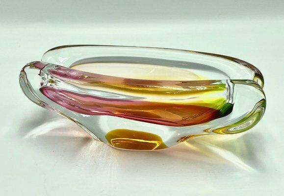 Art Glass Ashtray Attributed To Josef Rozinek For Novy Bor, 1960s photo Home Decor