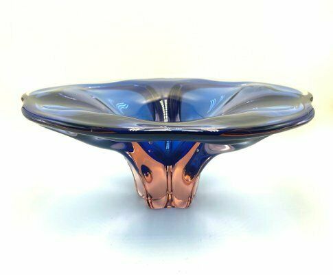 Art Glass Bowl Attributed To Josef Hospodka For Chribska Sklarna, 1960s