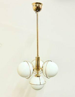 German Brass 3 Arm Chandelier From Leola, 1980s