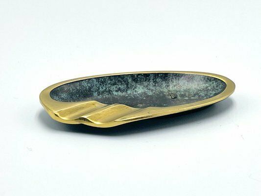 Vintage Hagenauer Austrian Elliptical Brass Ashtray Attributed To Franz Hagenauer, 1950s photo Home Decor