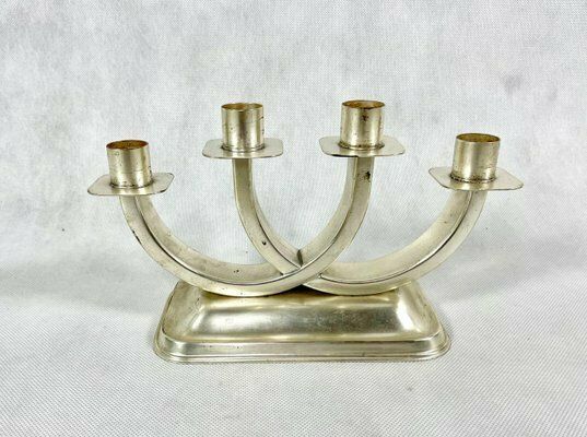 Art Deco Silver Plated Candleholder From Quist, Esslingen, 1950s photo for sale