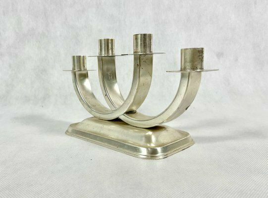 Art Deco Silver Plated Candleholder From Quist, Esslingen, 1950s photo vintage
