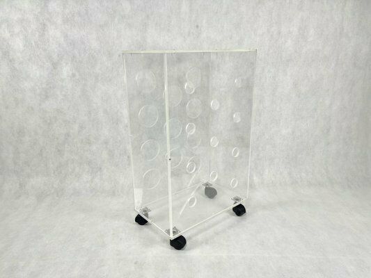 Vintage Wine Rack On Wheels In Acrylic Glass, 1980s photo for sale