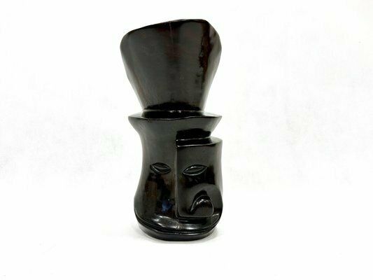 Mid Century Cubist Ebony Wood Head Sculpture, 20th Century photo vinterior