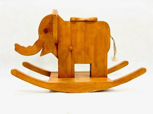 Mid Century Wooden Rocking Elephant, 1960s