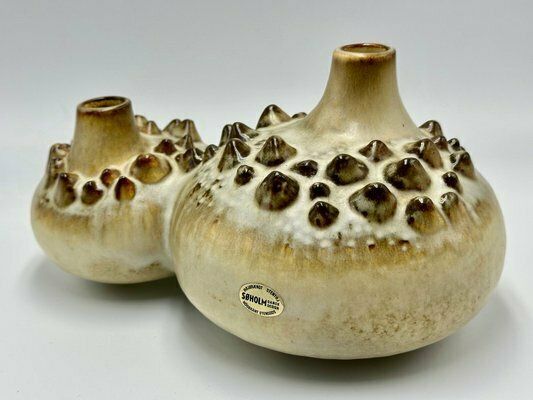 Mid Century Ceramic Model 3481 Double Vase Sea Urchin By Einer Johansen For Søholm Stoneware, 1960s photo vinterior