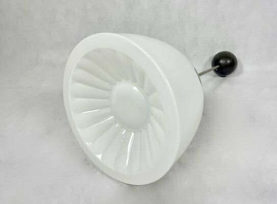 Czech Sunburst White Milk Glass And Bakelite Pendant Lamp From Napako, 1930s photo 499.0