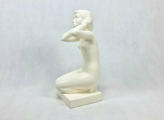 Kneeling Nude Woman Statue From Jihokera Bechyně, 1960s photo furniture
