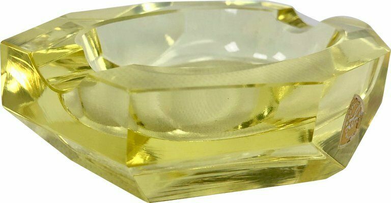 Art Deco Crystal Ashtray From železný Brod, 1930s