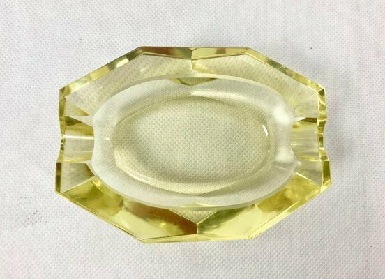 Home Decor Art Deco Crystal Ashtray From železný Brod, 1930s photo
