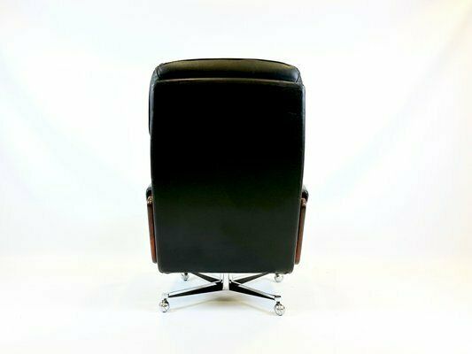 Mid Century Swivel Black Leather Armchair, 1970s photo 1385.0