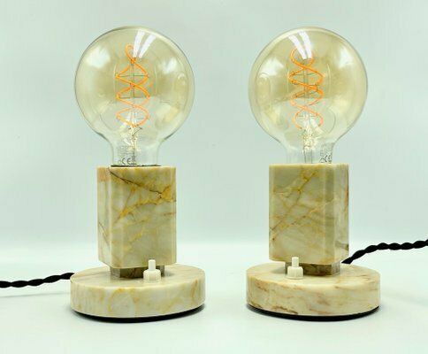 Art Deco Marble Table Lamps From Kámen Praha, 1930s, Set Of 2 photo buy