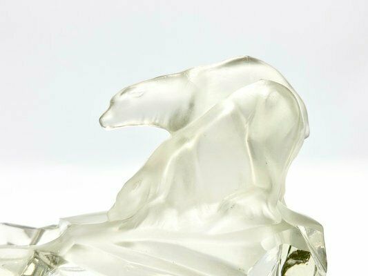Art Deco Glass Polar Bear Ashtray Attributed To Karel Zentner For Glasswork Libochovice, 1930s photo vinterior