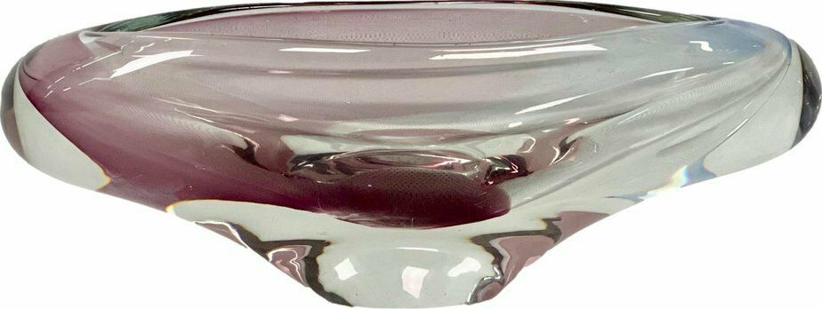 Glass Bowl In Rose By Rudolf Beránek For Skrdlovice, 1960s