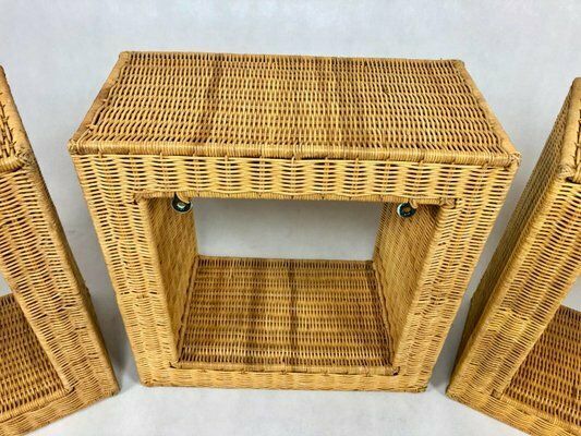 photo vinterior Vintage Wicker Wall Shelves, 1970s, Set Of 3