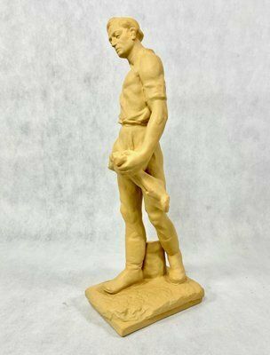 Large Socialist Realist Style Ceramic Sculpture Of Sower, Czechoslovakia, Late 1940s