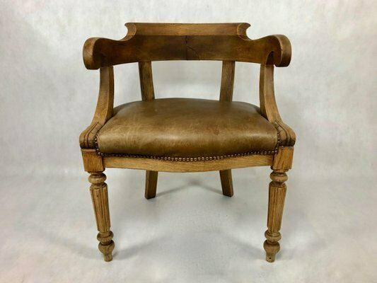 Furniture Louis Philippe Office Chair In Oak, 1800s photo