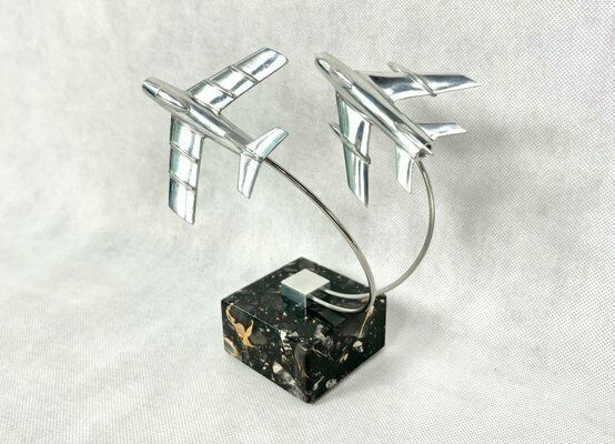 photo vinterior Cabinet Miniature With Mig 15 And Mig 19 Planes, Poland, 1950s