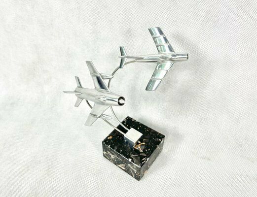 photo vintage Cabinet Miniature With Mig 15 And Mig 19 Planes, Poland, 1950s