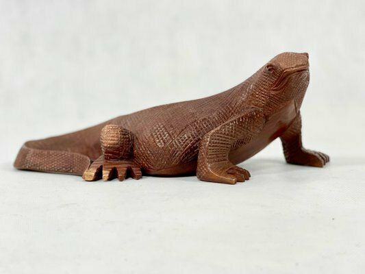 Large Carved Komodo Dragon Walrus Sculpture, 1970s photo furniture