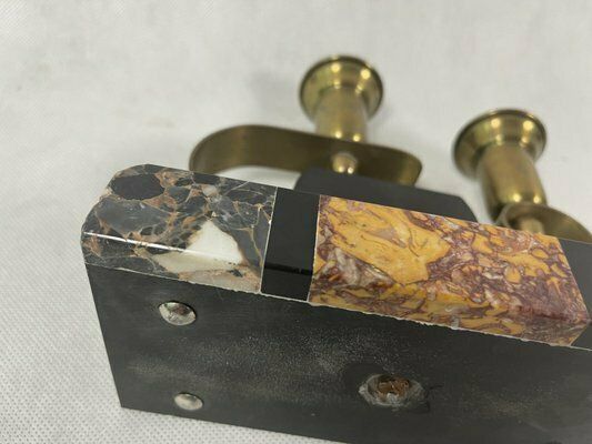 Home Decor French Art Deco Brass And Marble Candleholder, 1920s photo