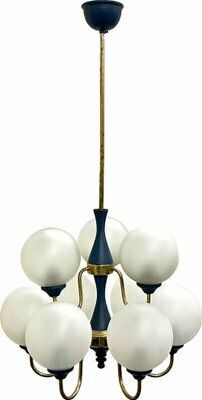 Mid Century German Brass 8 Arm Chandelier, 1970s