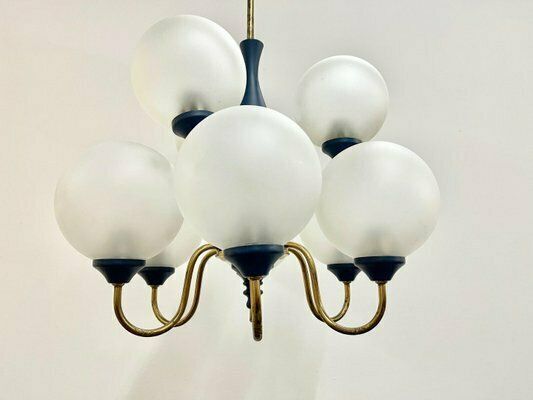 Mid Century German Brass 8 Arm Chandelier, 1970s photo vinterior