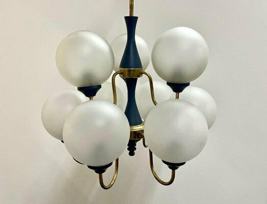 Mid Century German Brass 8 Arm Chandelier, 1970s photo buy