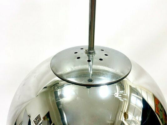 Large Mirror Glass Globe Pendant Lamp From Glashütte Limburg, 1970s photo for sale