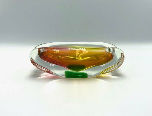 Art Glass Ashtray Attributed To Josef Rozinek For Novy Bor, 1960s
