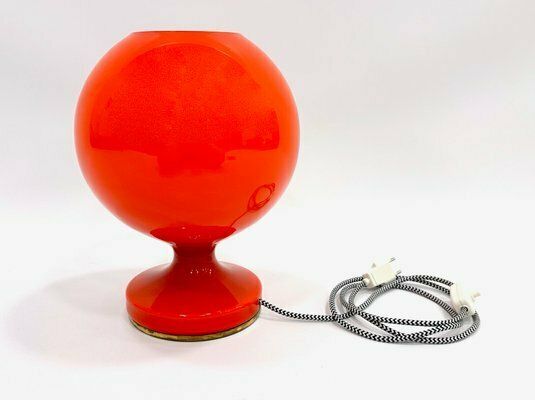 Mid Century Glass And Brass Table Lamp By Stepan Tabera For Opp Jihlava, 1970s