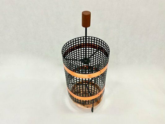 Mid Century Steel & Copper Umbrella Stand, 1960s photo furniture