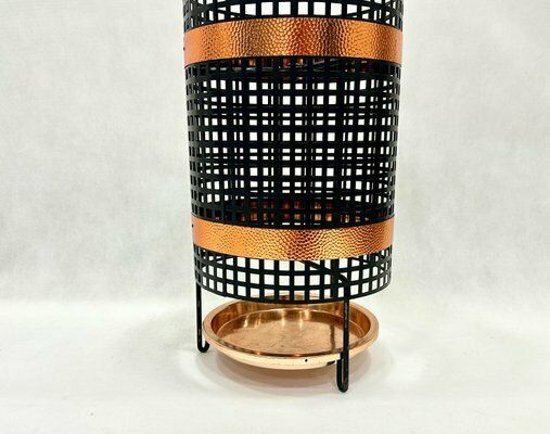 Mid Century Steel & Copper Umbrella Stand, 1960s photo vinterior