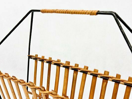 Vintage Bamboo & Steel Magazine Rack, 1960s 1970s photo 168.0