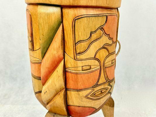 African Carved Wooden Zulu Swazi Drum, 1980s photo vinterior