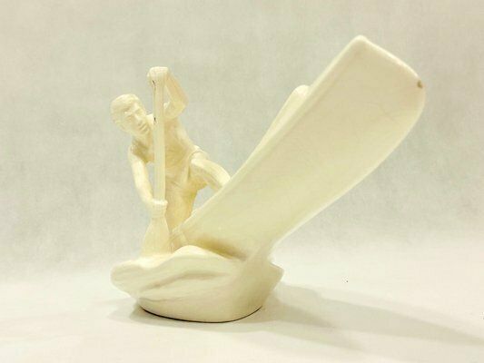 Art Ceramic Rower Statue From Jihokera Bechyně, 1950s photo