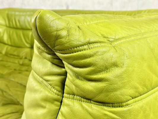 photo furniture Vintage 3 Seat Togo Sofa With Arms In Green Leather By Michel Ducaroy For Ligne Roset, 2012