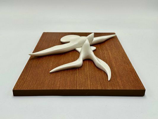 Mid Century Wall Decoration Of Birds In Teak And Porcelain, 1960s photo furniture