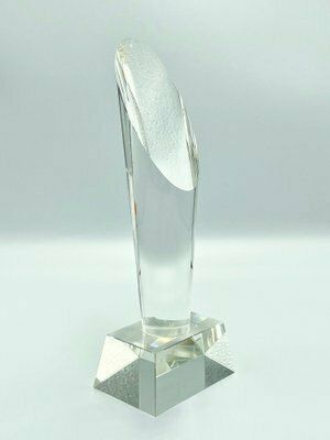 Lead Crystal Glass Obelisk From Desna, Czech Republic, 1980s photo vinterior