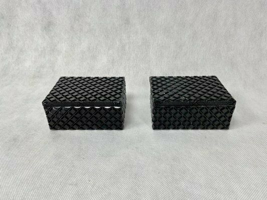 Bohemian Hyite Box From Jablonecké Sklárny, 1960s, Set Of 2 photo vintage