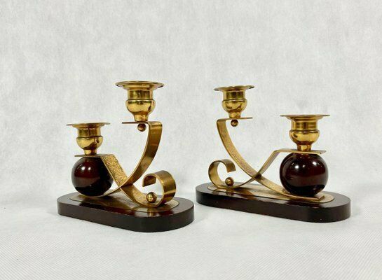 German Art Deco Candleholders, 1930s, Set Of 2 photo for sale