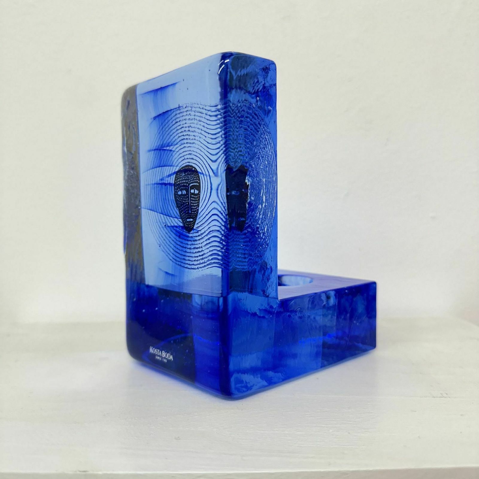 Vintage Kosta Boda Bertil Vallien ‘Starlight’ Art Glass Candle Holder Sculpture Head photo 261.0